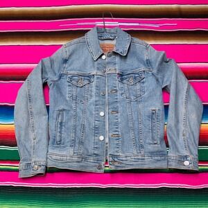 Levi's‎ Denim Trucker Jacket Women's S Blue Western Cowgirl Workwear Casual